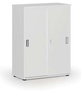 Kancelářská skříň se zasouvacími dveřmi PRIMO WHITE, 1087 x 800 x 420 mm, bílá
