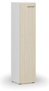 Úzká kancelářská skříň PRIMO WHITE, 1781 x 400 x 420 mm, bílá/wenge