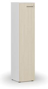 Úzká kancelářská skříň PRIMO WHITE, 1781 x 400 x 420 mm, bílá/bříza