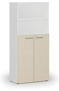 Kombinovaná kancelářská skříň PRIMO WHITE, dveře na 3 patra, 1781 x 800 x 420 mm, bílá/grafit