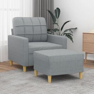 Křeslo s podnožkou světle šedé 60 cm textil 3200993