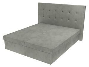 Manželská postel Sofie s čelem s vtahy a úložným prostorem - Světle šedá, 160 x 200 cm, Bez navýšení, Molitanová 12 cm