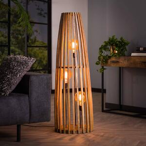 Stojací lampa Großbergen ze dřeva, tři zdroje