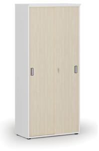 Skříň se zasouvacími dveřmi PRIMO WHITE, 1781 x 800 x 420 mm, bílá/buk