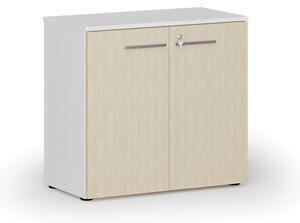 Kancelářská skříň s dveřmi PRIMO WHITE, 740 x 800 x 420 mm, bílá/buk