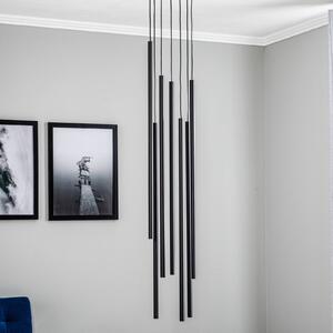 Nowodvorski Lighting Závěsné světlo Laser, sedm plamenů, černé, stmívatelný, Černá, Obývací pokoj / jídelna, kov, Moderní
