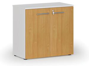 Kancelářská skříň s dveřmi PRIMO WHITE, 740 x 800 x 420 mm, bílá/buk