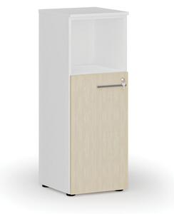 Kombinovaná kancelářská skříň PRIMO WHITE, 1087 x 400 x 420 mm, bílá/ořech