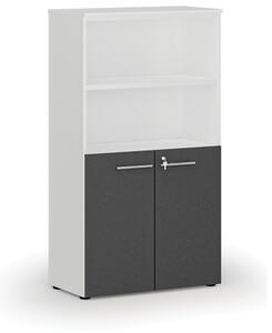 Kombinovaná kancelářská skříň PRIMO WHITE, dveře na 2 patra, 1434 x 800 x 420 mm, bílá/grafit
