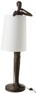 Bílá stojací lampa s hnědou podstavou J-line Man 140 cm