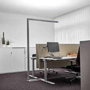 Arcchio LED kancelářská stojací lampa Jolinda, stříbrná, 4 000 K, senzor, stmívatelný, Hliník / šedá / zinek, Pracovna / kancelář, Hliník, Moderní