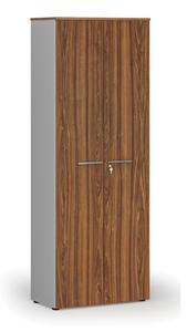 Kancelářská skříň s dveřmi PRIMO GRAY, 2128 x 800 x 420 mm, šedá/ořech