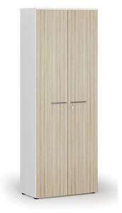 Kancelářská skříň s dveřmi PRIMO WHITE, 2128 x 800 x 420 mm, bílá/dub přírodní