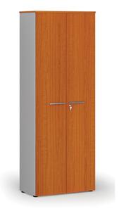 Kancelářská skříň s dveřmi PRIMO GRAY, 2128 x 800 x 420 mm, šedá/třešeň