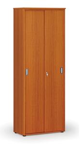 Kancelářská skříň se zasouvacími dveřmi PRIMO WOOD, 2128 x 800 x 420 mm, třešeň