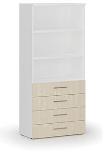 Kancelářská skříň se zásuvkami PRIMO WHITE, 1781 x 800 x 420 mm, bílá/třešeň