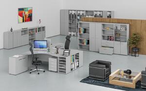 Kombinovaná kancelářská skříň PRIMO GRAY, 1087 x 800 x 420 mm, šedá