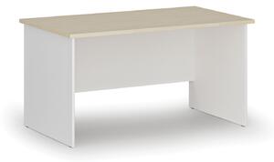Kancelářský psací stůl rovný PRIMO WHITE, 1400 x 800 mm, bílá/buk