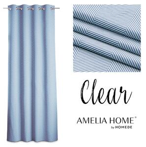 Závěs AmeliaHome Clear s průchodkami 140x250 modrý/bílý
