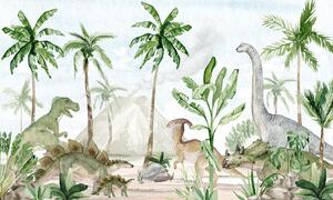 FUGU Dinosauři Dino Joy - dětská tapeta Materiál: Digitální eko vlies - klasická tapeta nesamolepicí