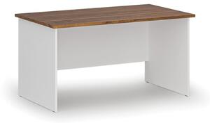Kancelářský psací stůl rovný PRIMO WHITE, 1400 x 800 mm, bílá/ořech