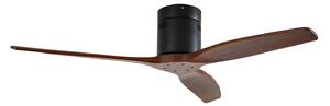 Stropní ventilátor Lucande Vindur, černá/dřevo, DC, tichý