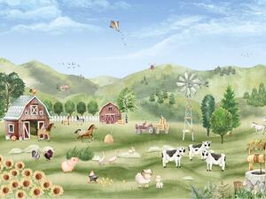 FUGU Na farmě - nádherná tapeta pro děti Materiál: Digitální eko vlies - klasická tapeta nesamolepicí