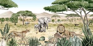 FUGU Tapeta pro děti Africká savana Materiál: Digitální eko vlies - klasická tapeta nesamolepicí