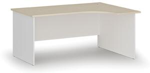 Kancelářský rohový pracovní stůl PRIMO WHITE, 1600 x 1200 mm, pravý, bílá/ořech