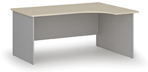 Kancelářský rohový pracovní stůl PRIMO GRAY, 1600 x 1200 mm, pravý, šedá/ořech