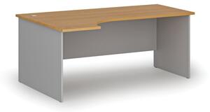 Kancelářský rohový pracovní stůl PRIMO GRAY, 1800 x 1200 mm, levý, šedá/buk