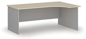 Kancelářský rohový pracovní stůl PRIMO GRAY, 1800 x 1200 mm, pravý, šedá/bříza