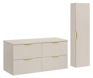 Comad Set koupelnového nábytku Adel Cashmere 120 kašmír mat s vysokou skříňkou se zásuvkami