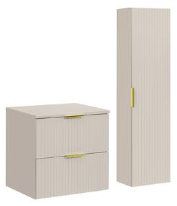 Comad Set koupelnového nábytku Adel Cashmere 60 kašmír mat s vysokou skříňkou se zásuvkami