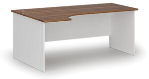 Kancelářský rohový pracovní stůl PRIMO WHITE, 1800 x 1200 mm, levý, bílá/ořech