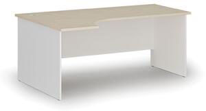 Kancelářský rohový pracovní stůl PRIMO WHITE, 1800 x 1200 mm, levý, bílá/dub přírodní
