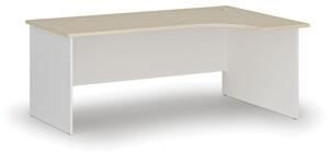 Kancelářský rohový pracovní stůl PRIMO WHITE, 1800 x 1200 mm, pravý, bílá/bříza