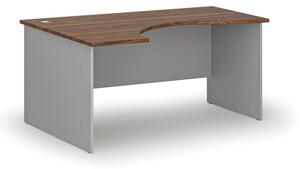 Ergonomický kancelářský pracovní stůl PRIMO GRAY, 1600 x 1200 mm, levý, šedá/ořech