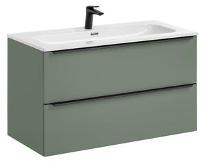 Comad Koupelnová skříňka s nábytkovým umyvadlem Sombra Green 100 rákosově zelená s baterií