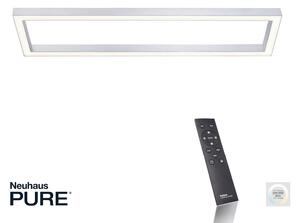 PURE Stropní svítidlo LED Lines, 110 x 30 cm, stříbrná, dálkové ovládání, stmívatelný, Hliník / šedá / zinek, Obývací pokoj / jídelna, kov, Moderní