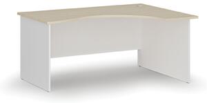 Ergonomický kancelářský pracovní stůl PRIMO WHITE, 1600 x 1200 mm, pravý, bílá/bříza