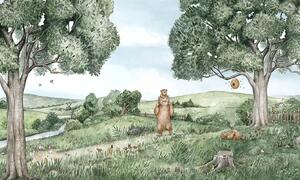FUGU Tapeta pro děti s medvídky - Bears and Bees Materiál: Digitální eko vlies - klasická tapeta nesamolepicí