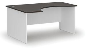 Ergonomický kancelářský pracovní stůl PRIMO WHITE, 1600 x 1200 mm, levý, bílá/wenge