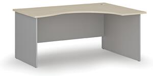 Ergonomický kancelářský pracovní stůl PRIMO GRAY, 1600 x 1200 mm, pravý, šedá/ořech