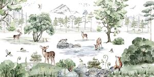 FUGU Tapeta pro děti Deer Forest winter - Eko, bez pvc Materiál: Digitální eko vlies - klasická tapeta nesamolepicí