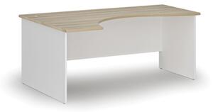 Ergonomický kancelářský pracovní stůl PRIMO WHITE, 1800 x 1200 mm, levý, bílá/dub přírodní