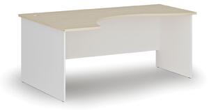 Ergonomický kancelářský pracovní stůl PRIMO WHITE, 1800 x 1200 mm, levý, bílá/ořech
