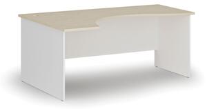 Ergonomický kancelářský pracovní stůl PRIMO WHITE, 1800 x 1200 mm, levý, bílá/bříza