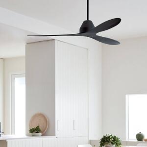 Beacon Lighting Stropní ventilátor Whitehaven, černý, tichý, Ø 142 cm, Černá, Obývací pokoj / jídelna, Plast, Moderní
