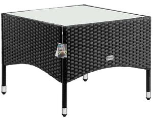 Ratanový stolek / čajový stůl - 58 x 58 x 42 cm - černý